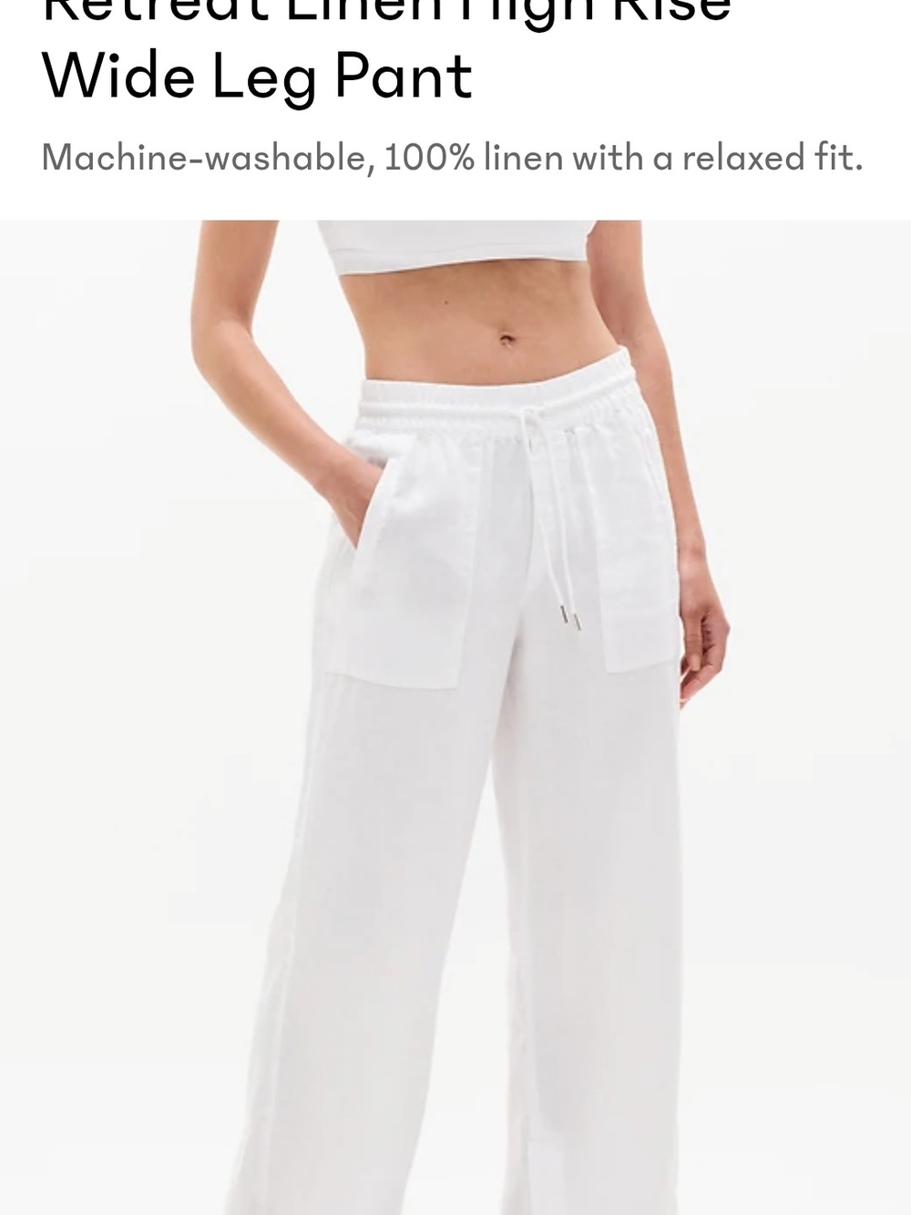 Athleta Retreat Linen High-Rise Wide Leg Pant - White